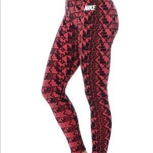 Nike athletic leggings pink and black print